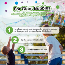 Load image into Gallery viewer, WOWmazing Bubble POWDER (6 packets) - Turns Dish Detergent into Giant Bubbles. Makes 6 GALLONS!
